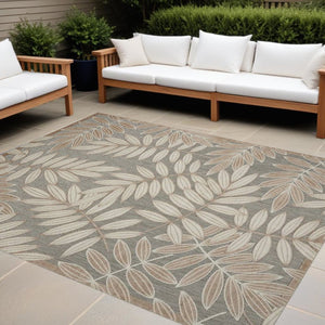 10' X 13' Gray And Ivory Indoor Outdoor Area Rug