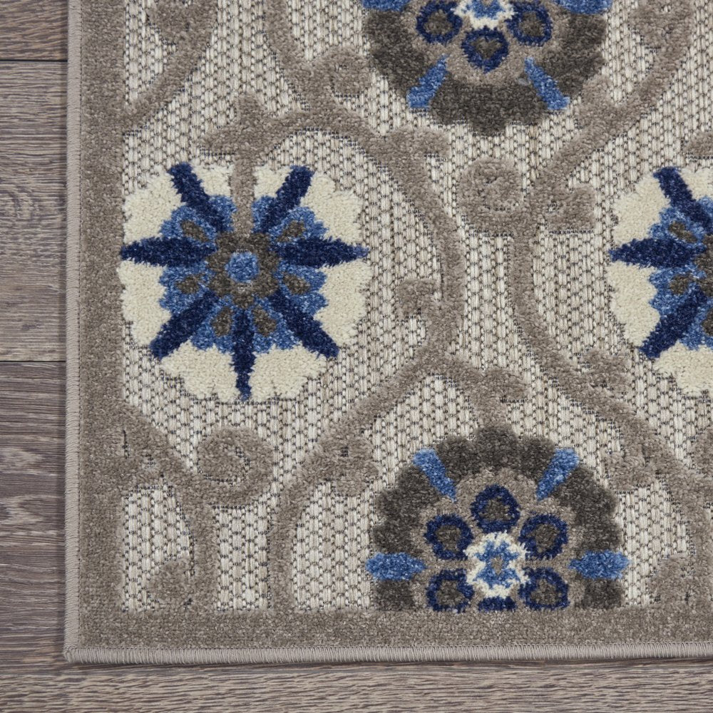 10' X 13' Blue And Gray Indoor Outdoor Area Rug