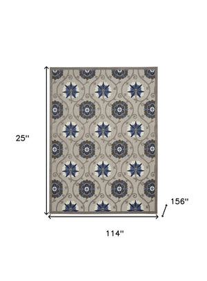 10' X 13' Blue And Gray Indoor Outdoor Area Rug