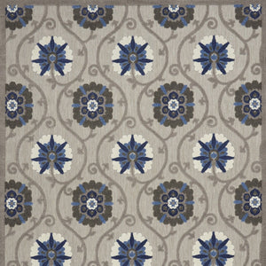 10' X 13' Blue And Gray Indoor Outdoor Area Rug