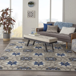 10' X 13' Blue And Gray Indoor Outdoor Area Rug