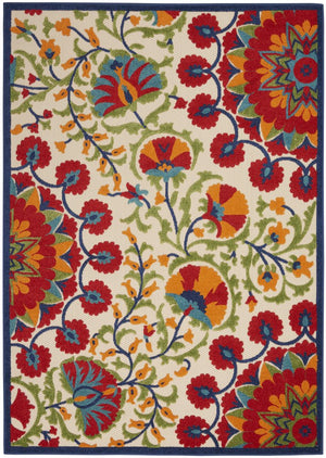 10' X 13' Red And Ivory Indoor Outdoor Area Rug