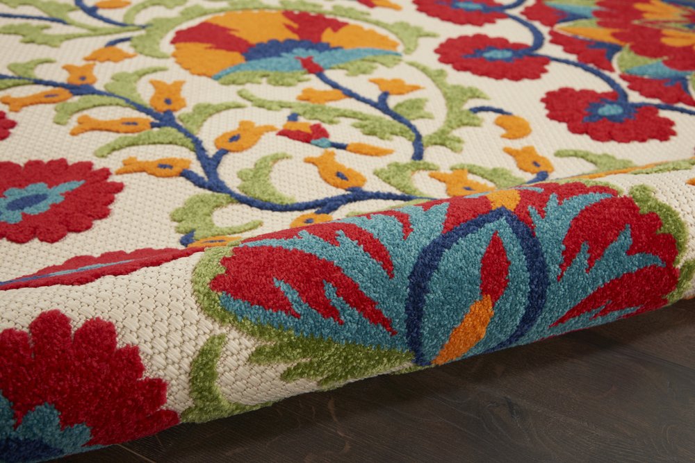 10' X 13' Red And Ivory Indoor Outdoor Area Rug