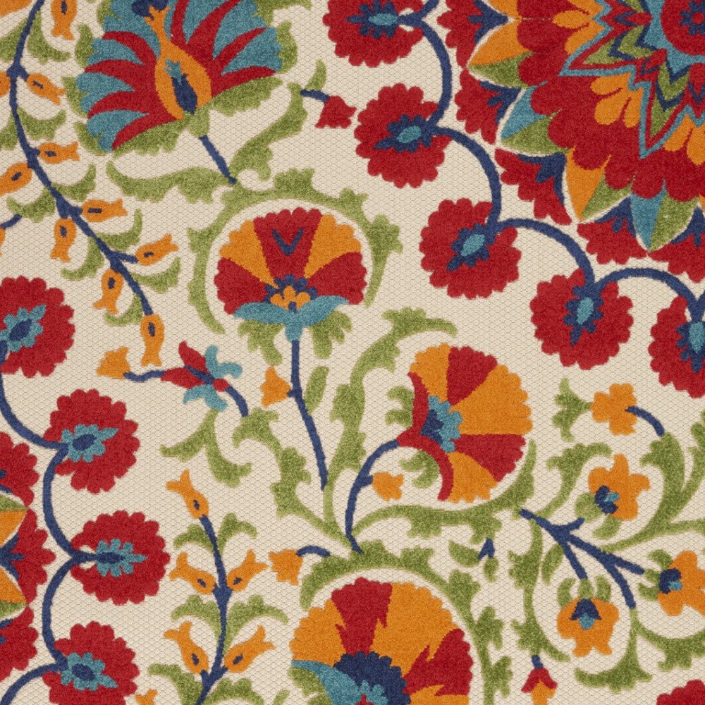 10' X 13' Red And Ivory Indoor Outdoor Area Rug