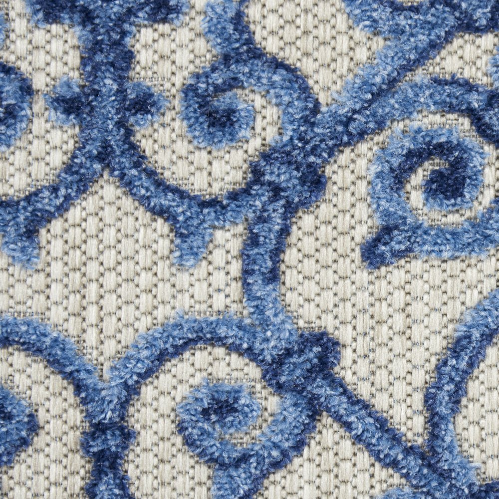 10' X 13' Blue And Gray Indoor Outdoor Area Rug