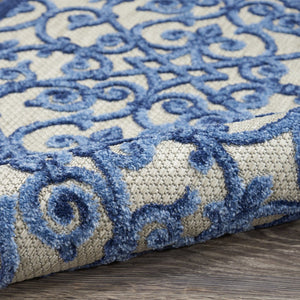 10' X 13' Blue And Gray Indoor Outdoor Area Rug