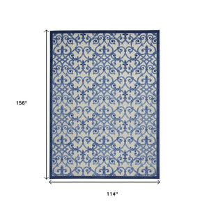 10' X 13' Blue And Gray Indoor Outdoor Area Rug