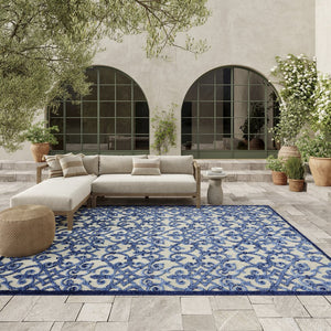 10' X 13' Blue And Gray Indoor Outdoor Area Rug
