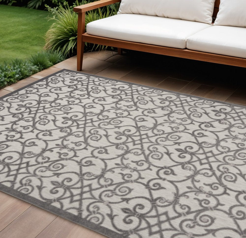 10' X 13' Gray Indoor Outdoor Area Rug