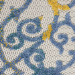 3' X 4' Ivory And Blue Indoor Outdoor Area Rug