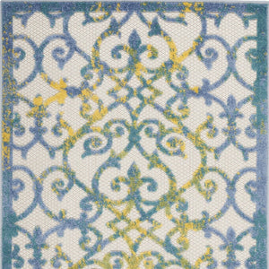 3' X 4' Ivory And Blue Indoor Outdoor Area Rug