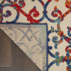 9' X 12' Ivory And Blue Indoor Outdoor Area Rug