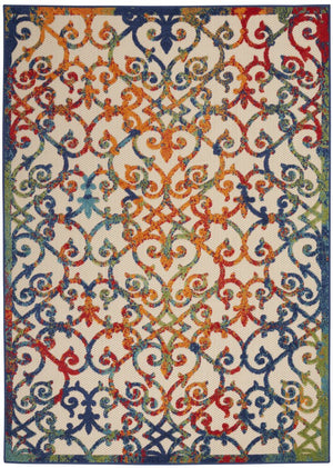 10' X 13' Ivory And Blue Indoor Outdoor Area Rug