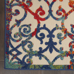 10' X 13' Ivory And Blue Indoor Outdoor Area Rug