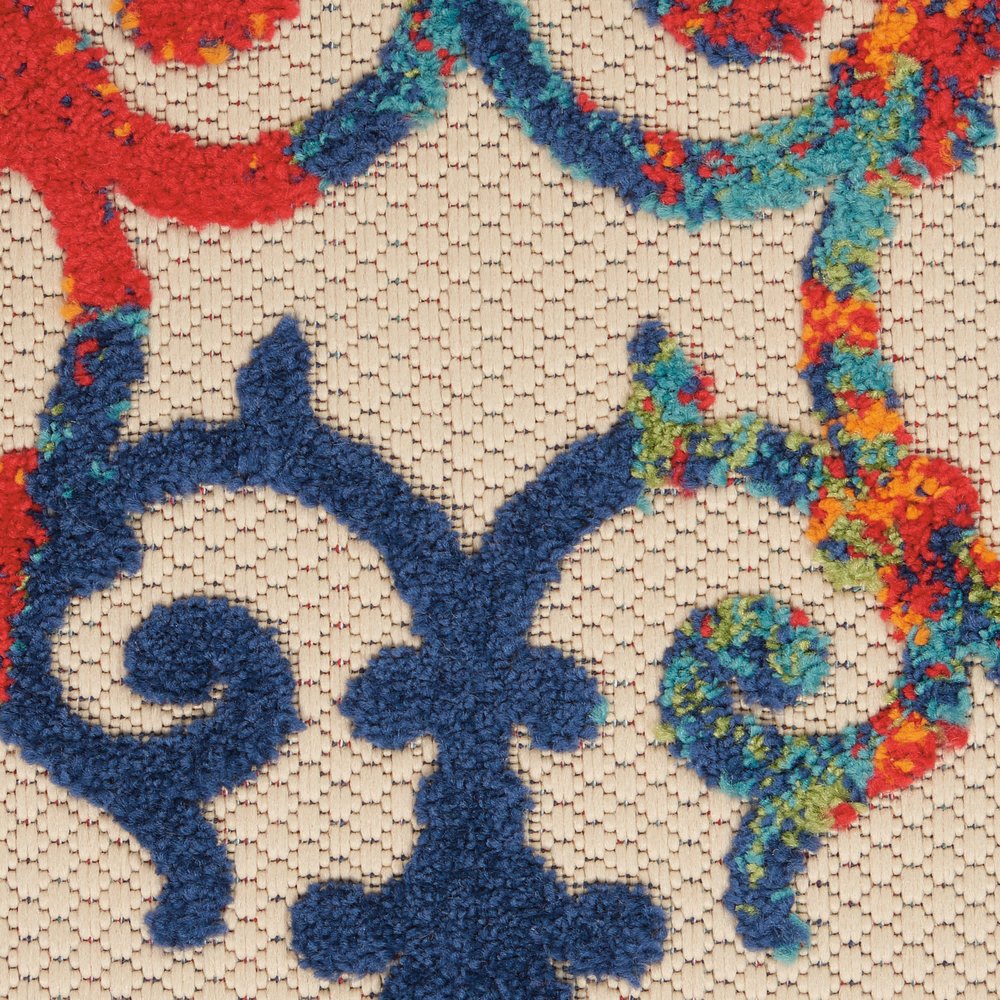 10' X 13' Ivory And Blue Indoor Outdoor Area Rug