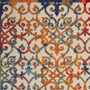 10' X 13' Ivory And Blue Indoor Outdoor Area Rug