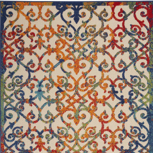 10' X 13' Ivory And Blue Indoor Outdoor Area Rug