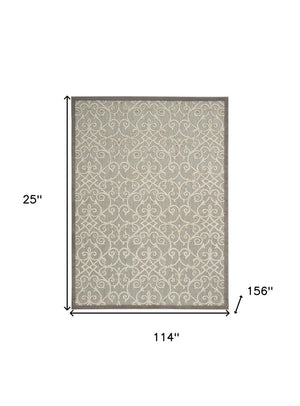 10' X 13' Gray And Ivory Indoor Outdoor Area Rug