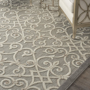 10' X 13' Gray And Ivory Indoor Outdoor Area Rug