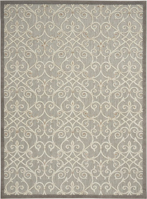 10' X 13' Gray And Ivory Indoor Outdoor Area Rug