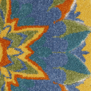 6' Blue And Yellow Indoor Outdoor Runner Rug