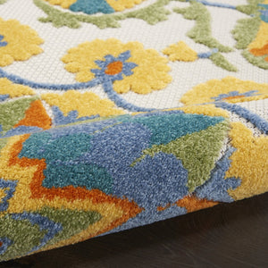6' Blue And Yellow Indoor Outdoor Runner Rug