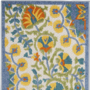 6' Blue And Yellow Indoor Outdoor Runner Rug