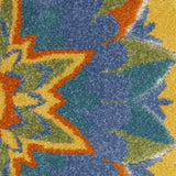 10' Blue And Yellow Indoor Outdoor Runner Rug