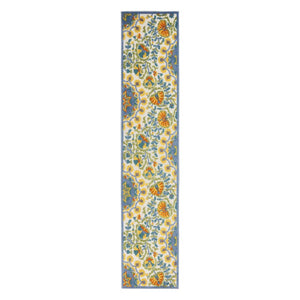 10' Blue And Yellow Indoor Outdoor Runner Rug