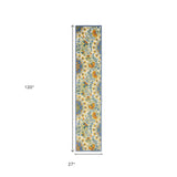 10' Blue And Yellow Indoor Outdoor Runner Rug