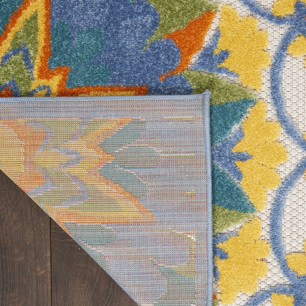 8' Blue And Orange Indoor Outdoor Runner Rug
