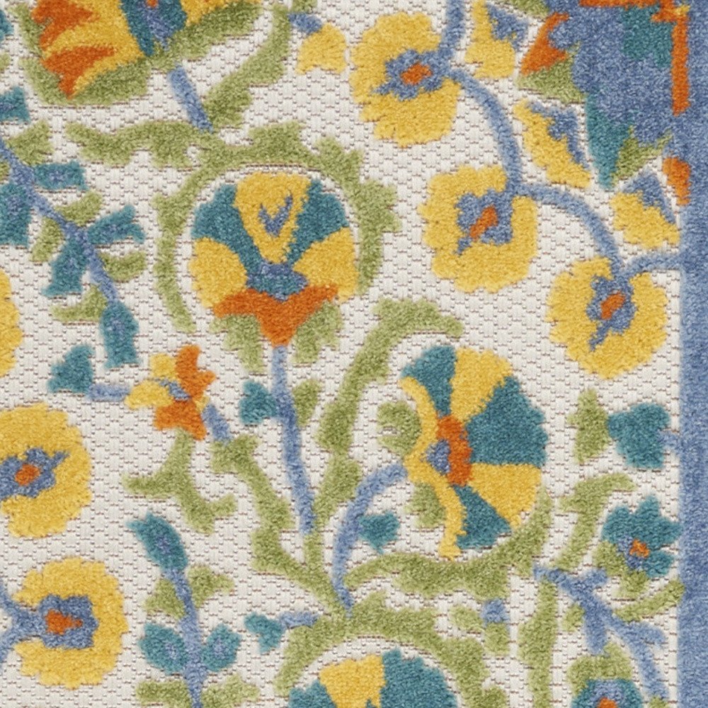 8' Blue And Orange Indoor Outdoor Runner Rug