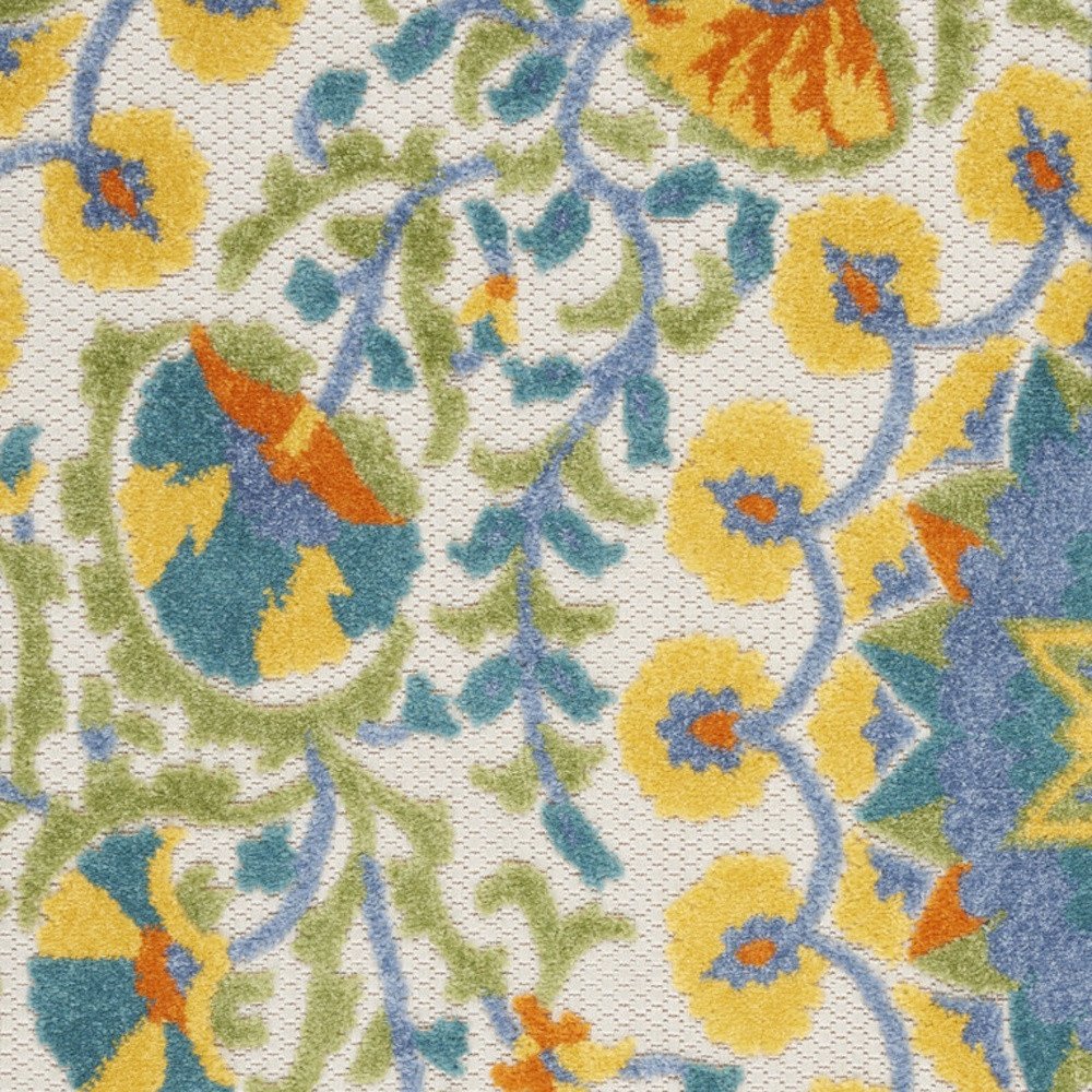 3' X 4' Yellow And Ivory Indoor Outdoor Area Rug