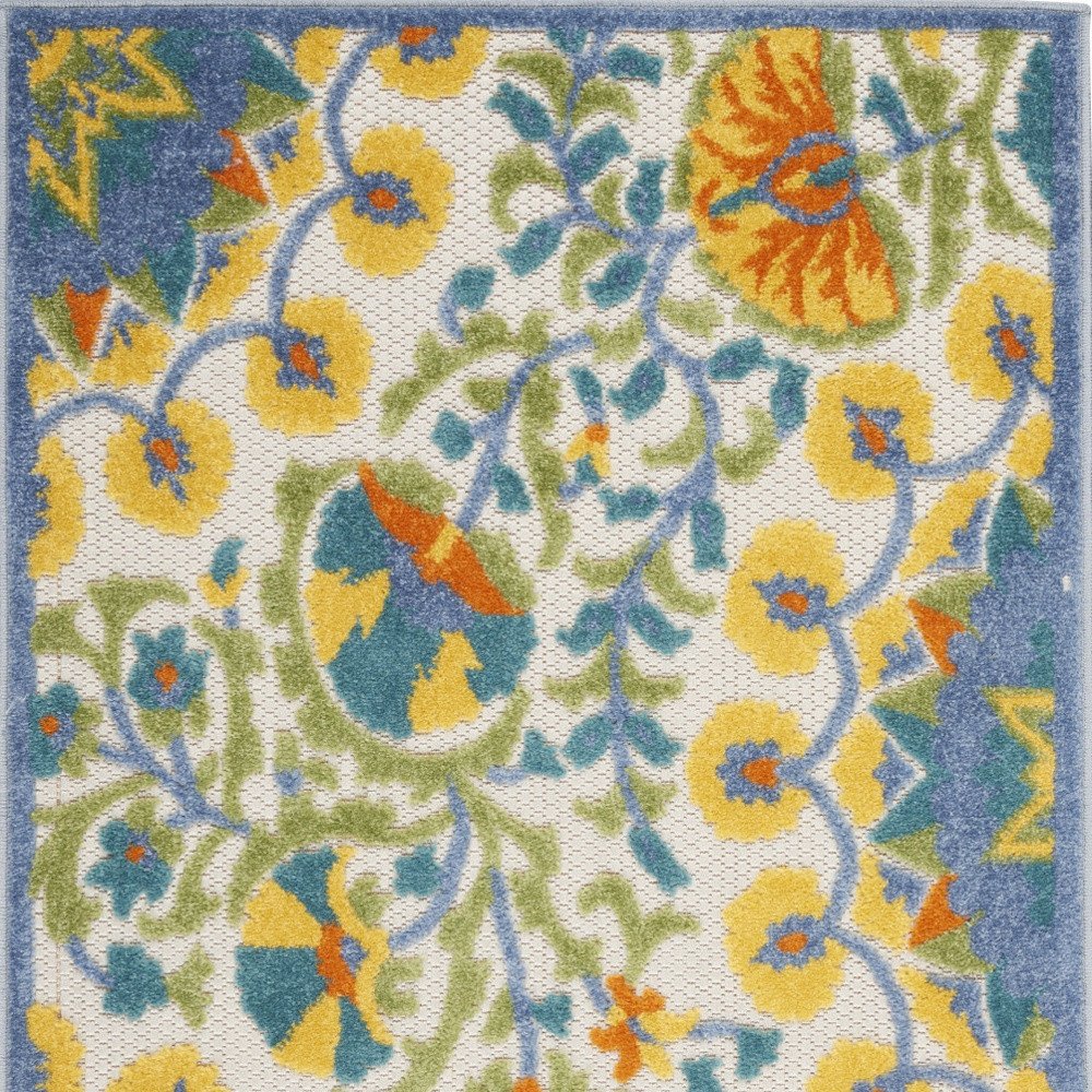 3' X 4' Yellow And Ivory Indoor Outdoor Area Rug