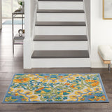 3' X 4' Yellow And Ivory Indoor Outdoor Area Rug