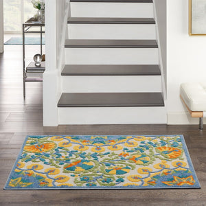 3' X 4' Yellow And Ivory Indoor Outdoor Area Rug