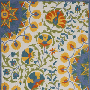 9' X 12' Blue And Yellow Indoor Outdoor Area Rug