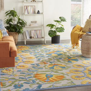9' X 12' Blue And Yellow Indoor Outdoor Area Rug