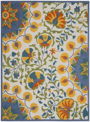 9' X 12' Blue And Yellow Indoor Outdoor Area Rug