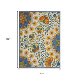 10' X 13' Blue And Yellow Indoor Outdoor Area Rug