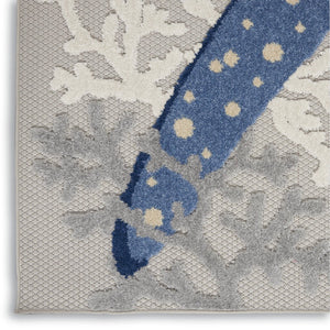 10' Blue And Gray Indoor Outdoor Runner Rug