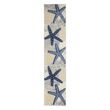 12' Blue And Gray Nautical Indoor Outdoor Runner Rug