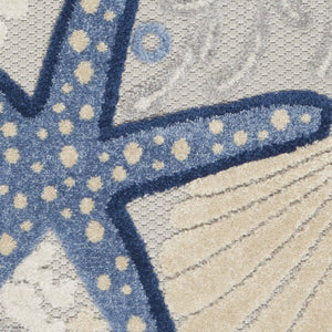 8' Blue And Gray Indoor Outdoor Runner Rug