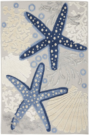 3' X 4' Blue And Gray Indoor Outdoor Area Rug