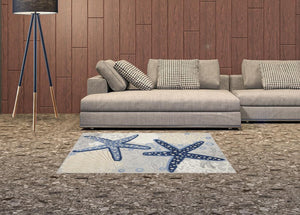 3' X 4' Blue And Gray Indoor Outdoor Area Rug