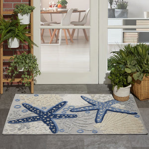 3' X 4' Blue And Gray Indoor Outdoor Area Rug