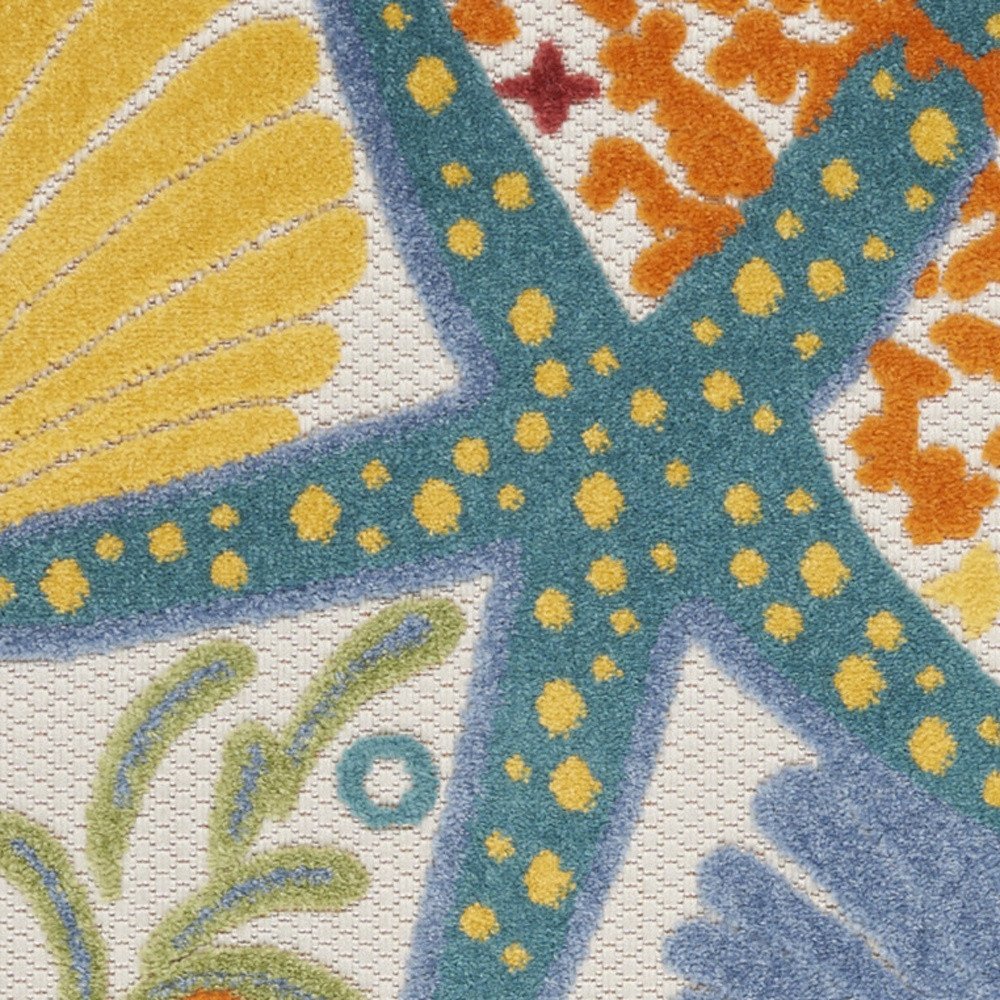 6' Blue And Yellow Indoor Outdoor Runner Rug