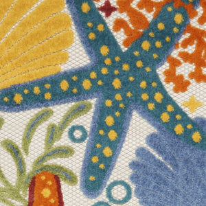 10' Blue And Yellow Indoor Outdoor Runner Rug