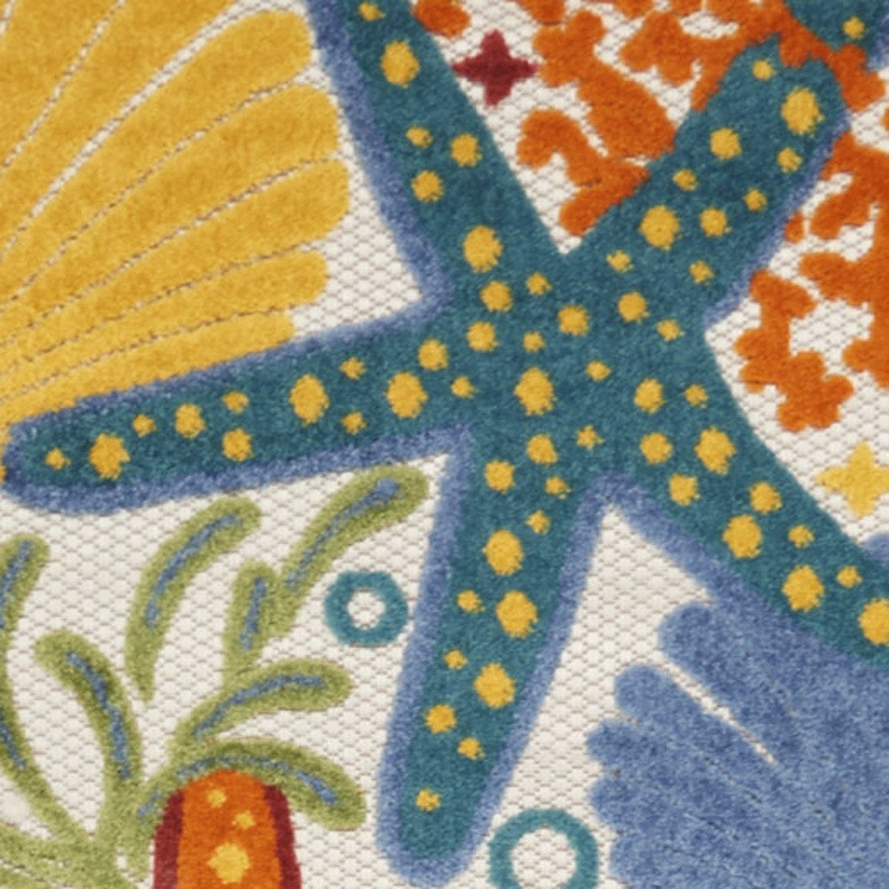 12' Blue And Yellow Indoor Outdoor Runner Rug