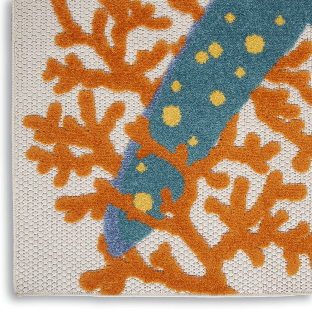 12' Blue And Yellow Indoor Outdoor Runner Rug